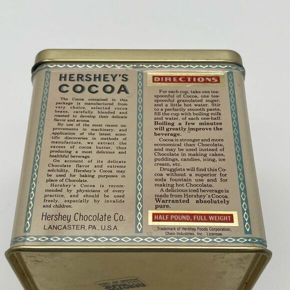 Hershey's Tin Gold Cocoa Square Metal Empty Container Bristolware - Picture 3 of 13